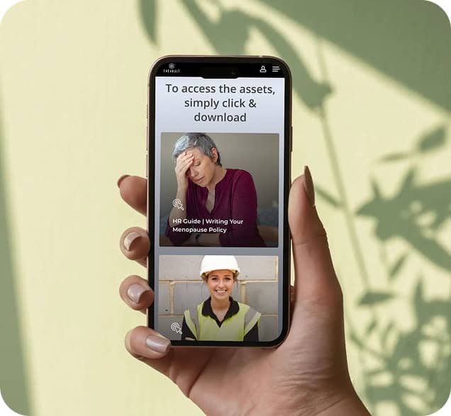 Mobile phone displaying HR policies and resources for employee access.