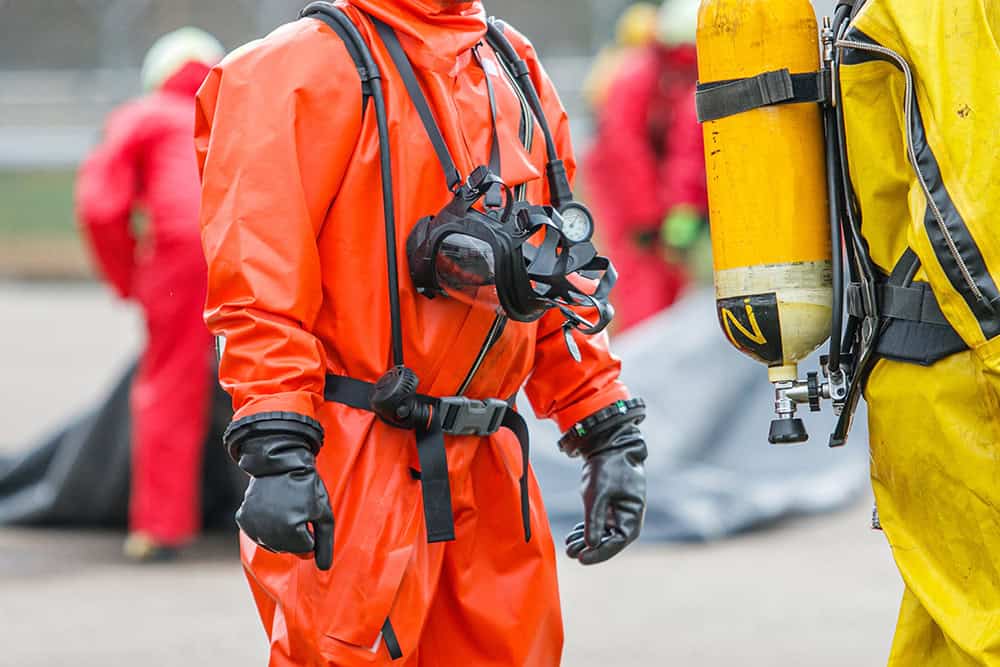 Ionising radiation protective gear and safety equipment for hazardous environments.