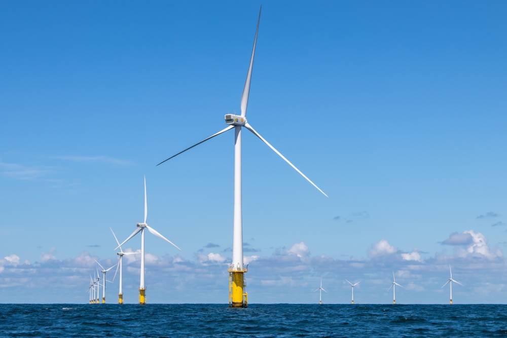 Offshore wind turbines for renewable energy and sustainable power generation.
