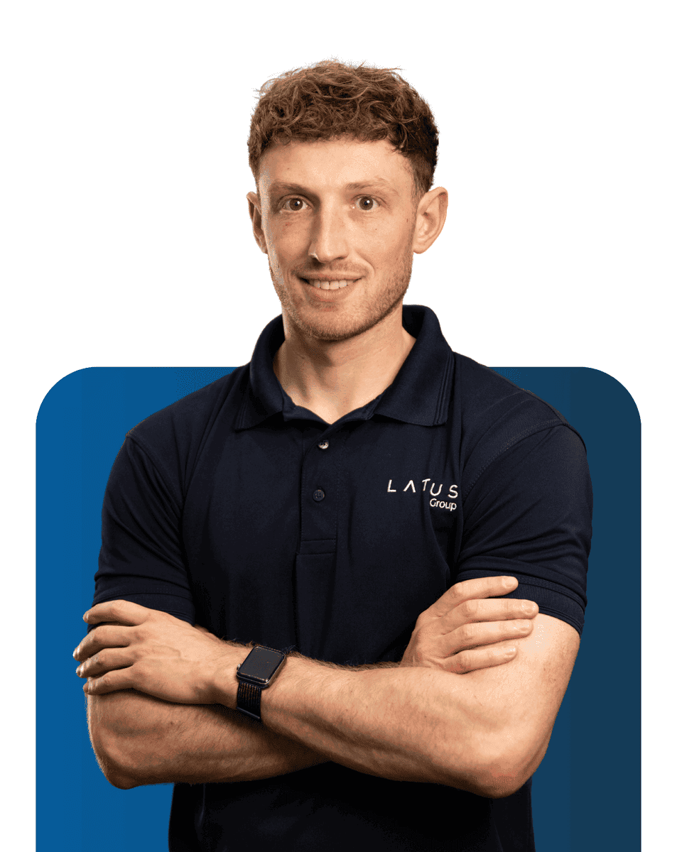 Professional team member from LATUS Group in a navy polo shirt.