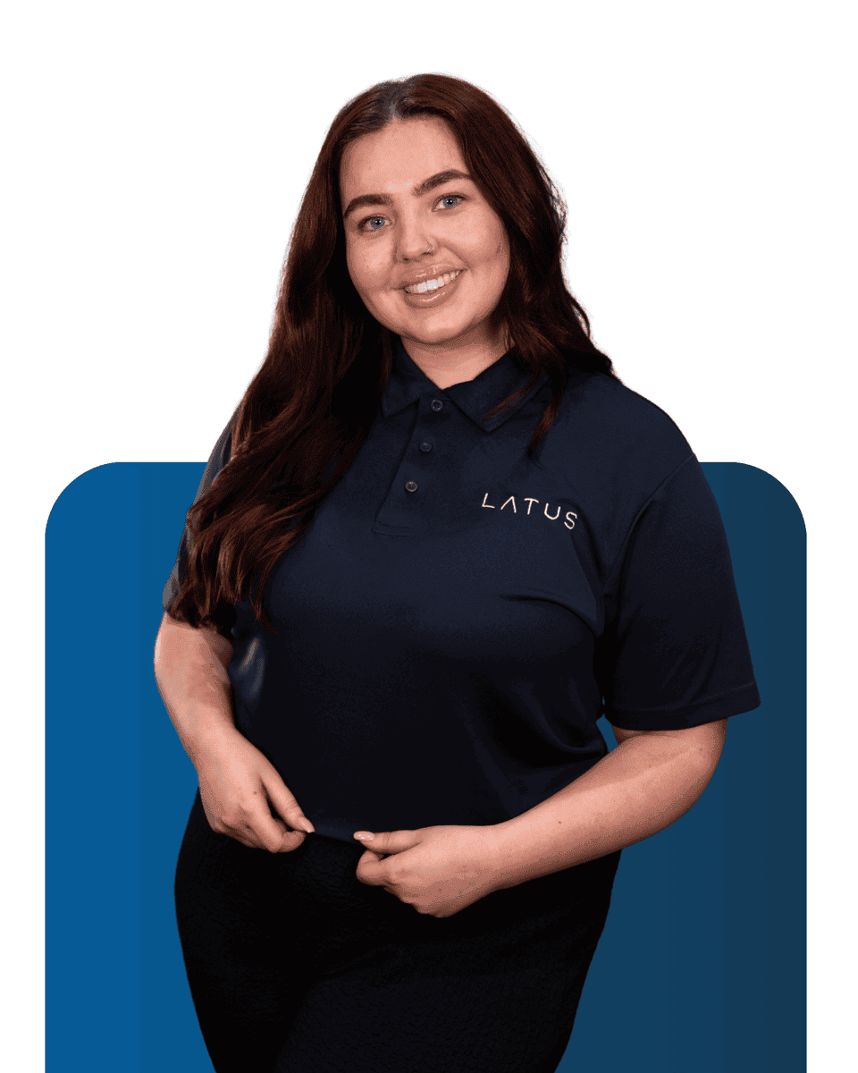 Friendly LATUS Group team member in company uniform smiling.