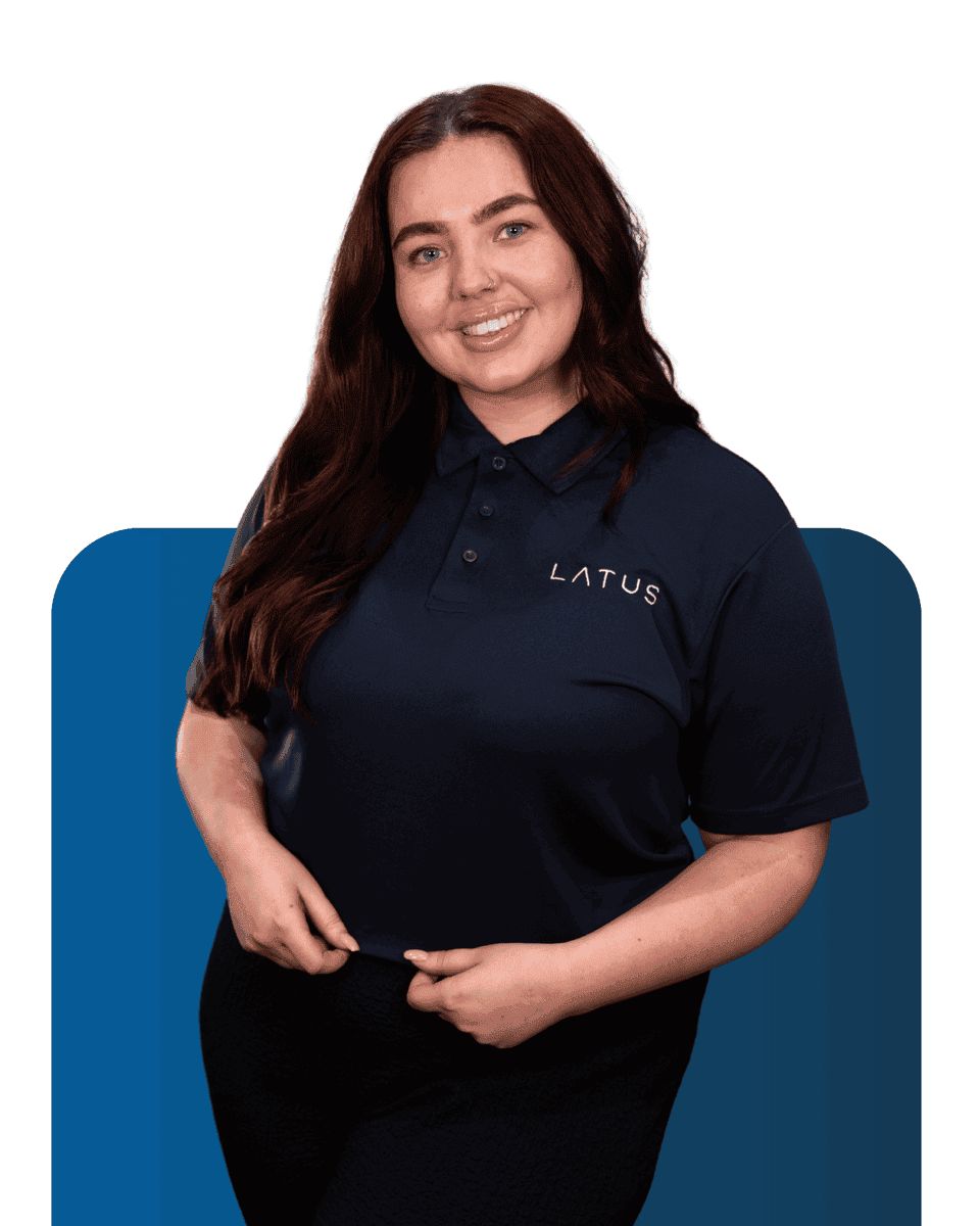 Friendly LATUS Group team member in company uniform smiling.