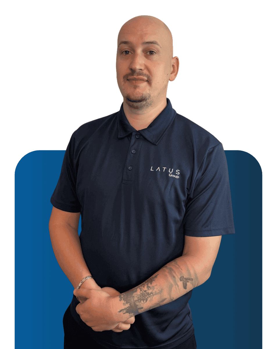 Professional team member wearing LATUS Group uniform for Meet the team.