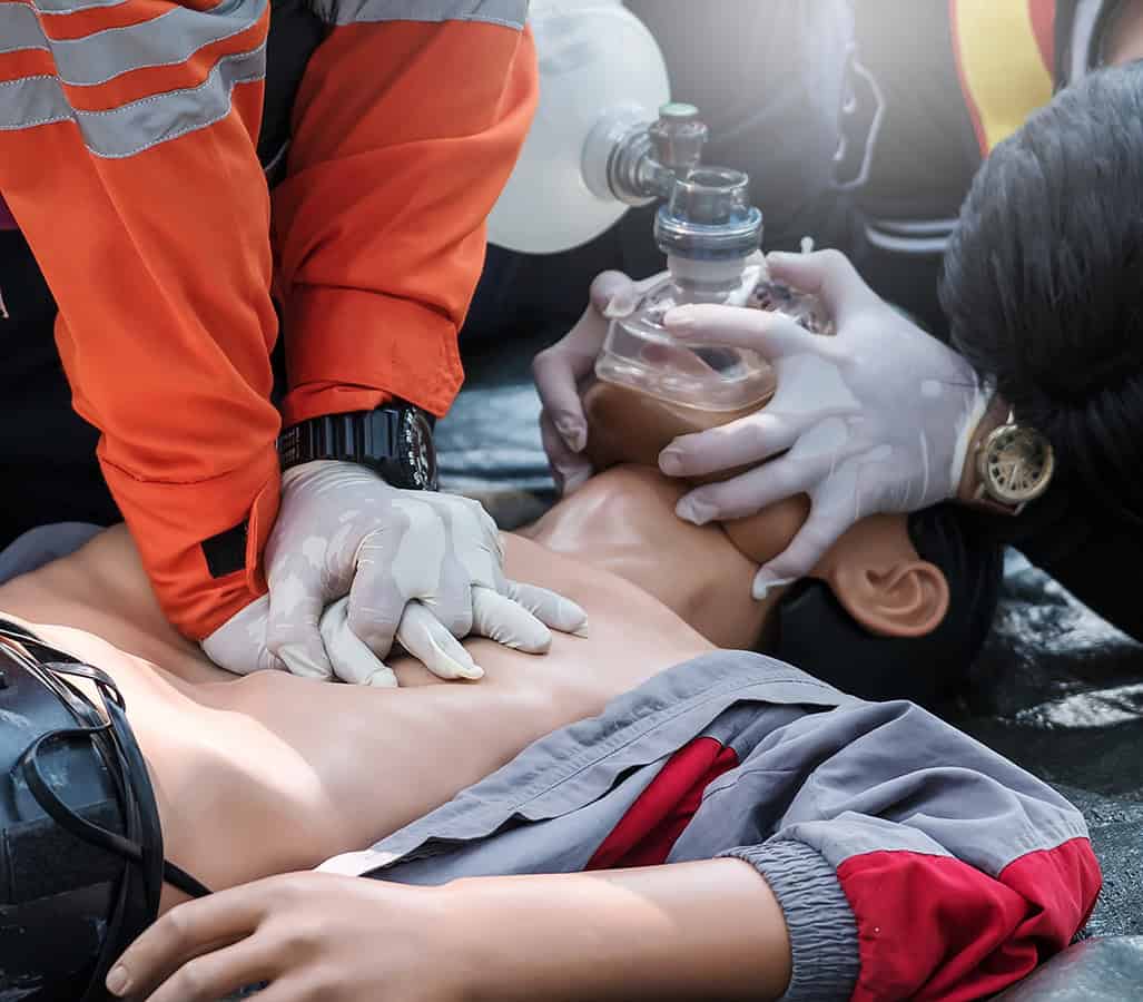 CPR and rescue techniques training for emergency responders.