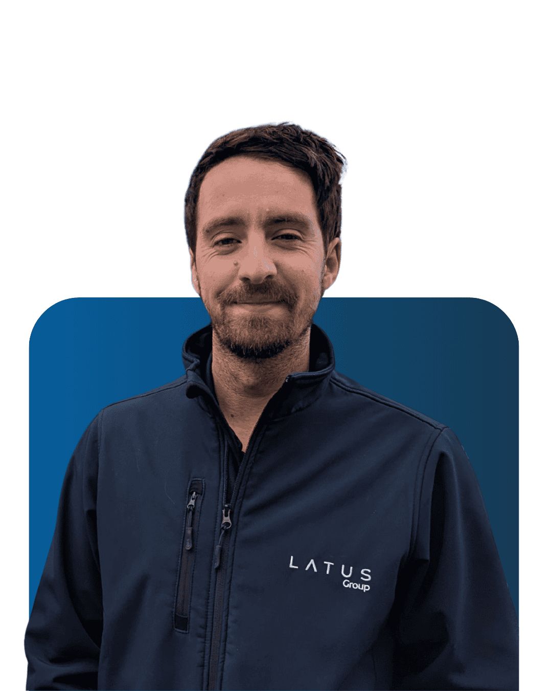 Professional team member at LATUS Group in a navy jacket.