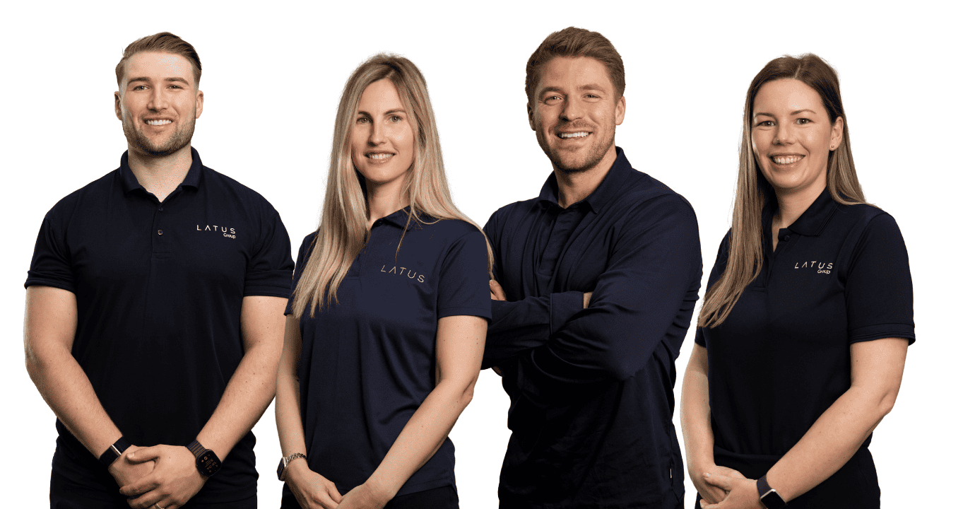 Professional LATUS Group team members in branded uniforms.