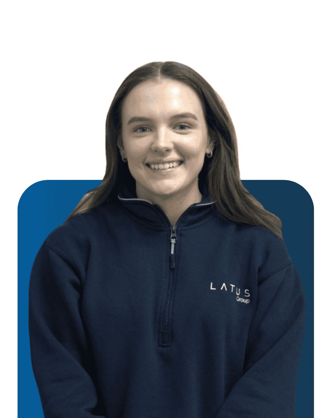 Team member of LATUS Group smiling in company uniform.