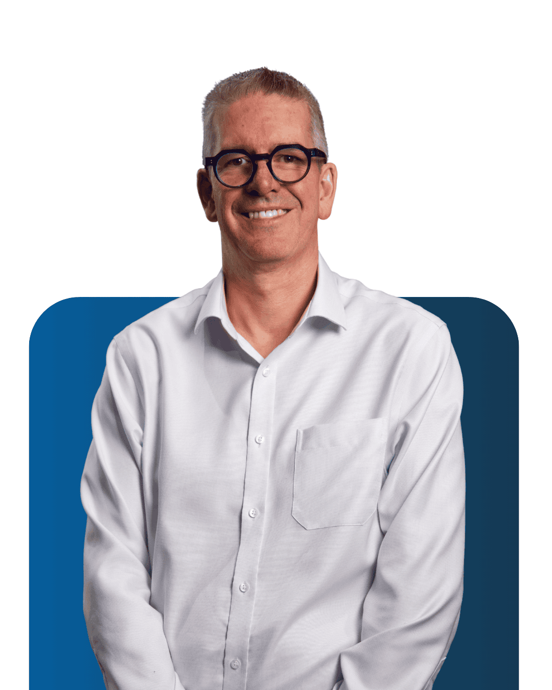 Professional team member at LATUS Group smiling in office setting.