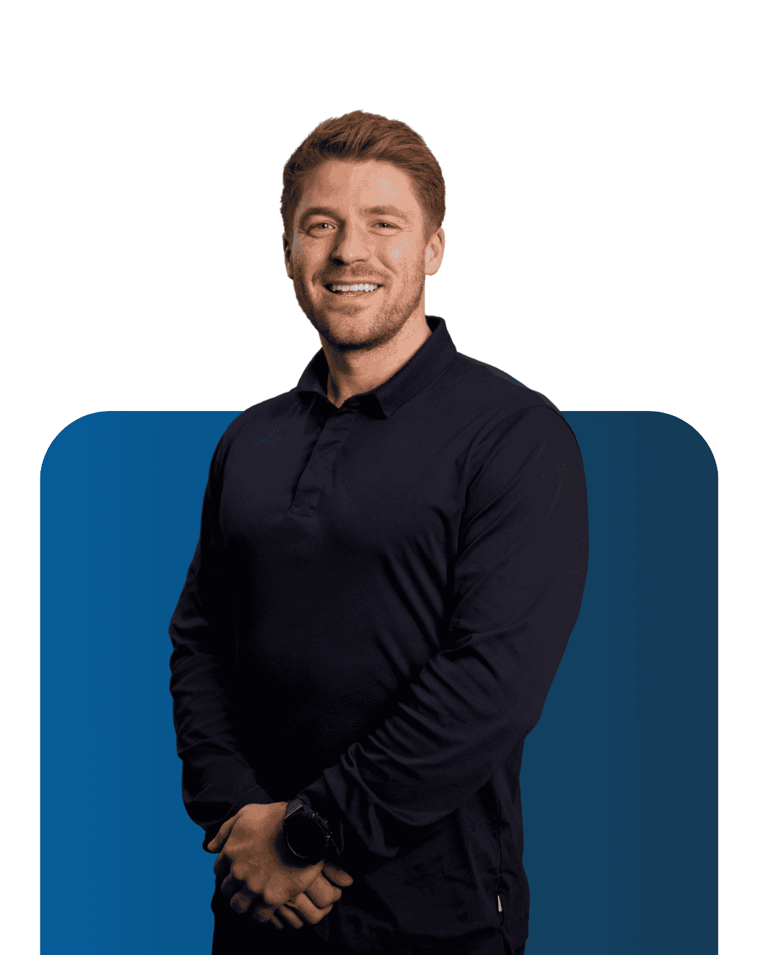 Professional team member smiling at LATUS Group office.