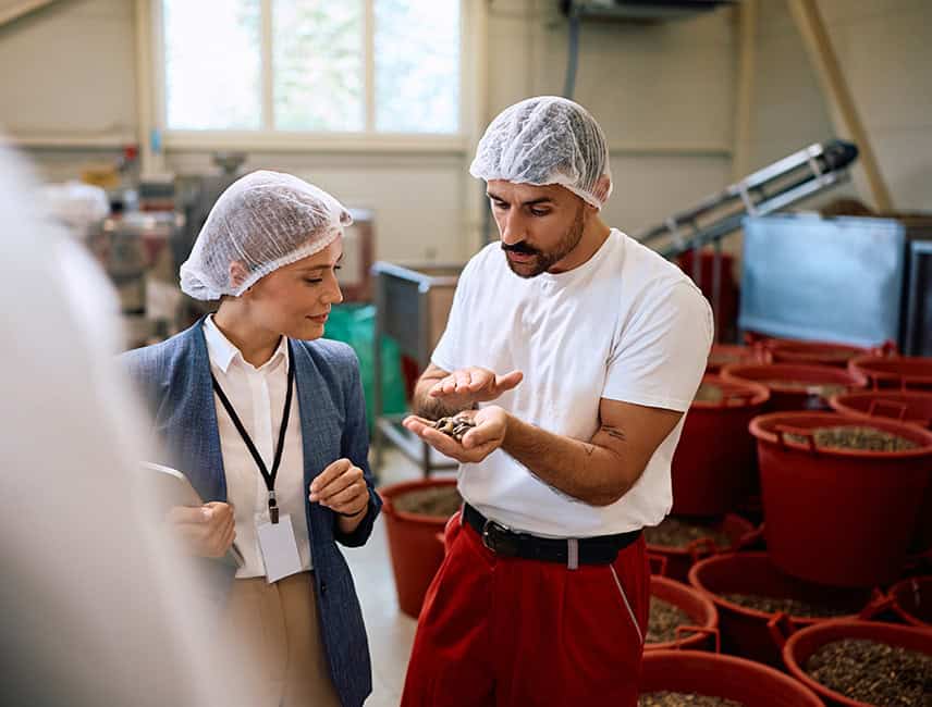 Food handler training session in a food production facility.