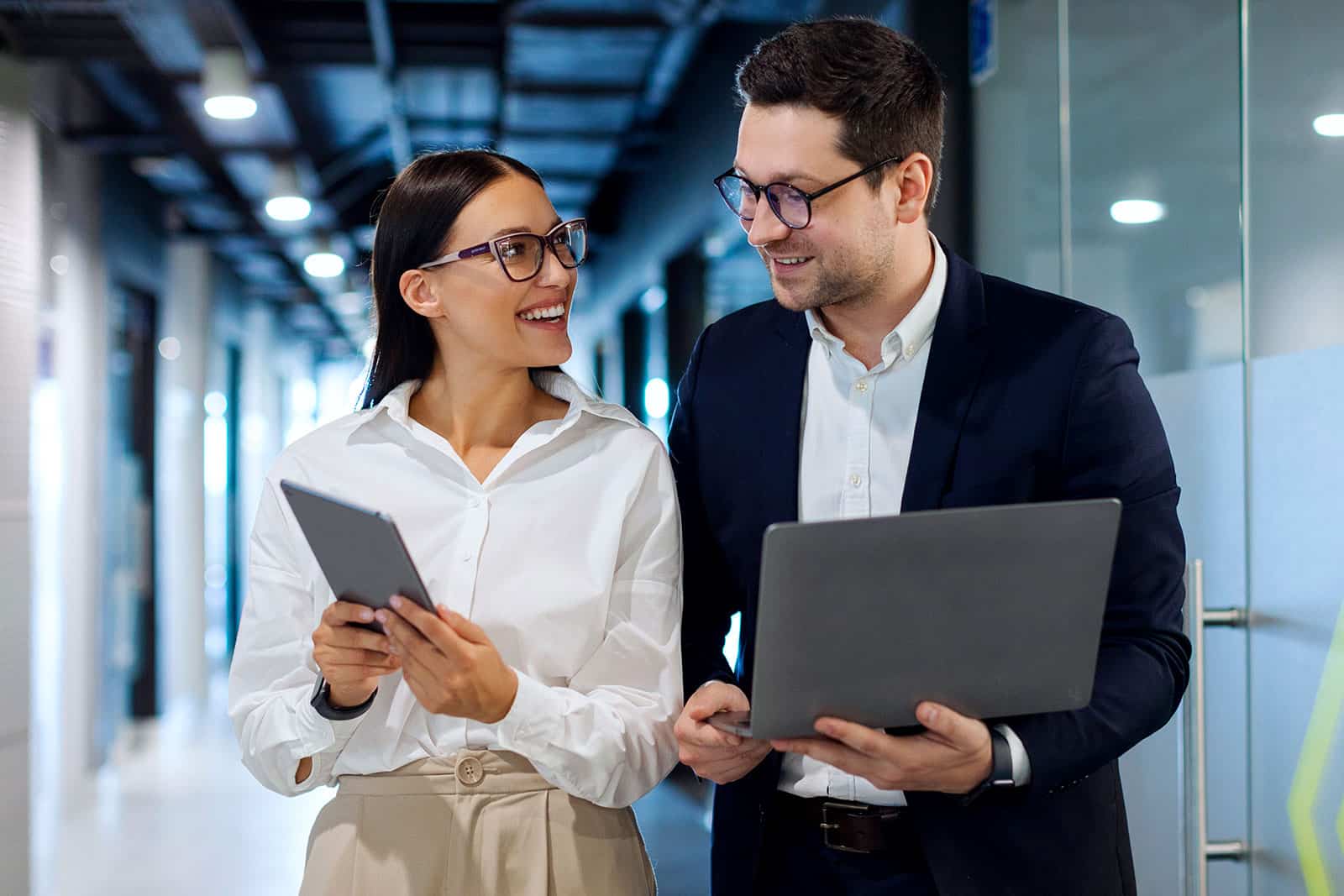 Professionals discussing occupational health strategies in an office setting.