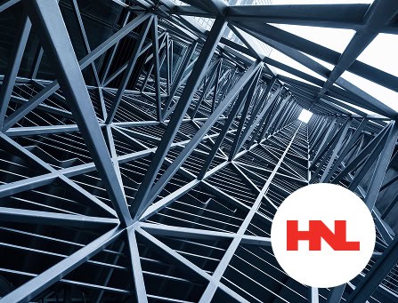 Steel building structure for commercial development.