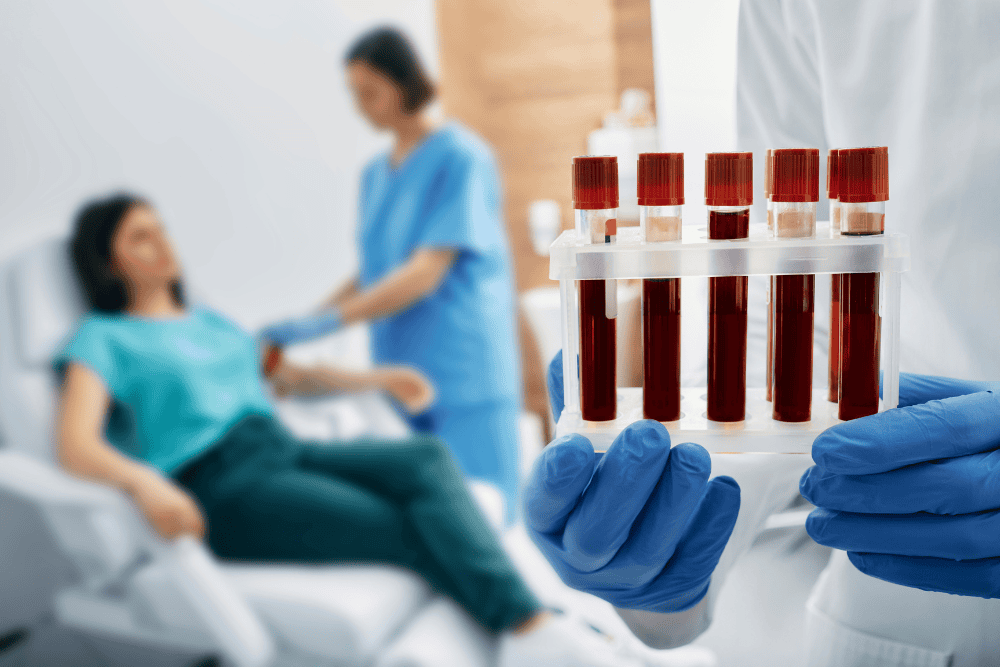 Blood sample test for medical diagnosis at Hull KR Landing Page.