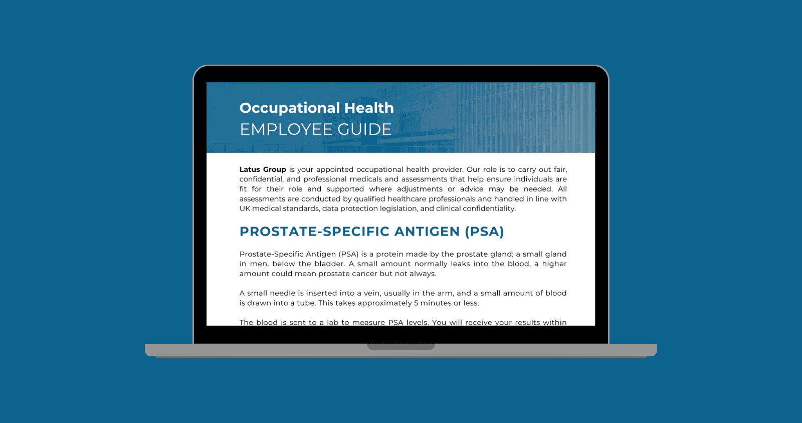 Occupational health employee guide on prostate-specific antigen testing.